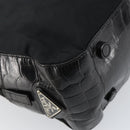 PRADA Tote Bag Nylon Black Silver Auth gh1539-16