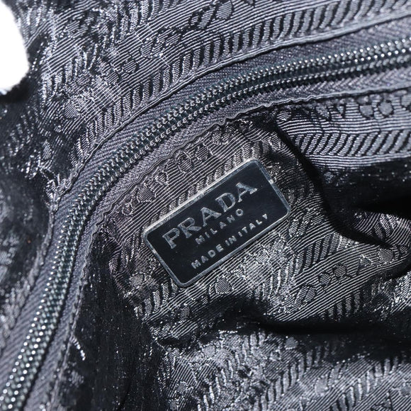 PRADA Tote Bag Nylon Black Silver Auth gh1539