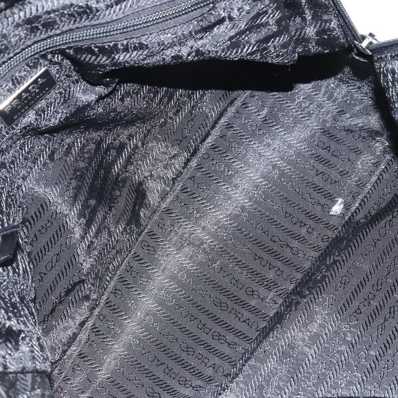 PRADA Tote Bag Nylon Black Silver Auth gh1539