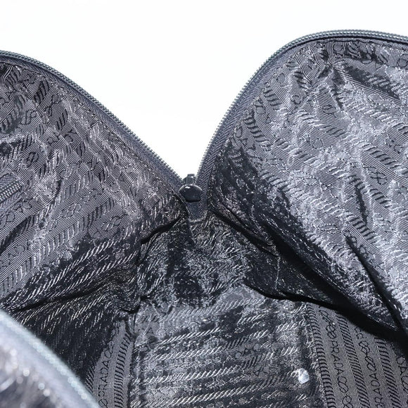 PRADA Tote Bag Nylon Black Silver Auth gh1539