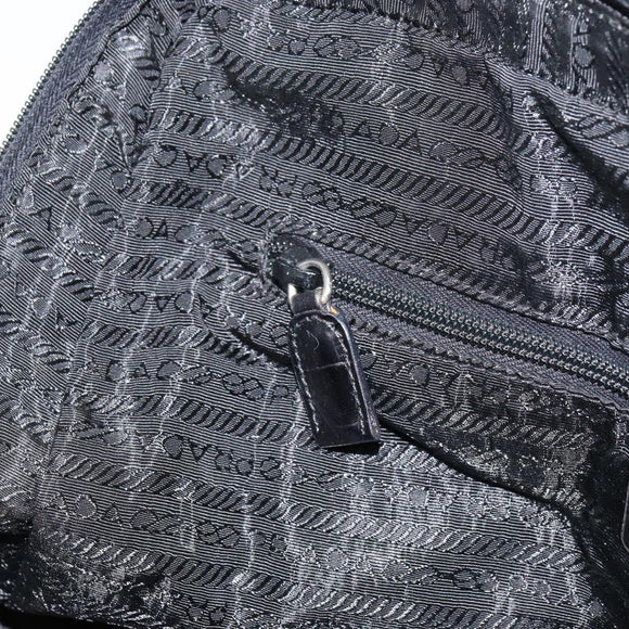 PRADA Tote Bag Nylon Black Silver Auth gh1539
