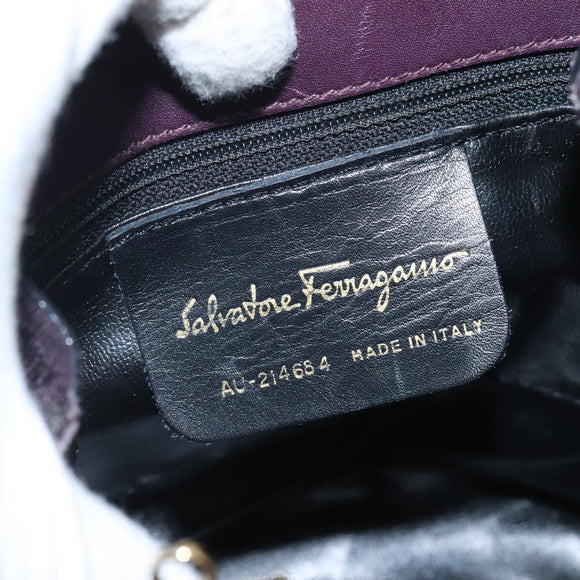 Salvatore Ferragamo Vala Hand Bag Canvas Purple Gold Auth gh154