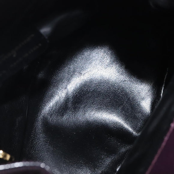 Salvatore Ferragamo Vala Hand Bag Canvas Purple Gold Auth gh154