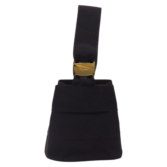 Salvatore Ferragamo Vala Hand Bag Canvas Purple Gold Auth gh154