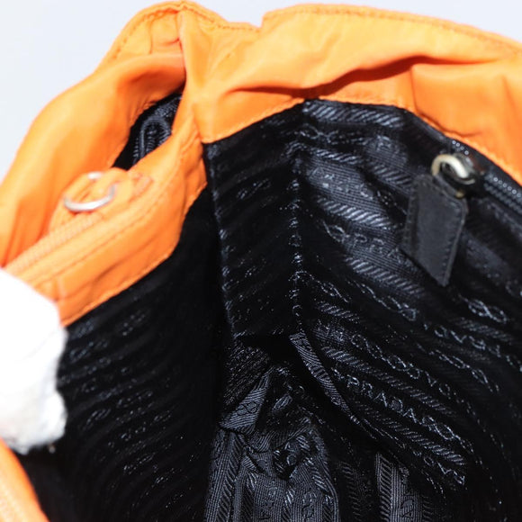 PRADA Tote Bag Nylon Orange Silver Auth gh1541
