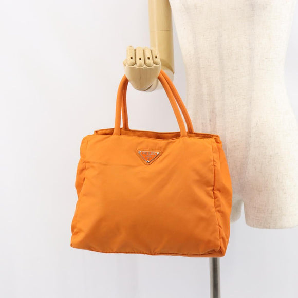 PRADA Tote Bag Nylon Orange Silver Auth gh1541