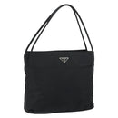 PRADA Tote Bag Nylon Black Silver Auth gh1542-1