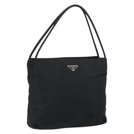 PRADA Tote Bag Nylon Black Silver Auth gh1542