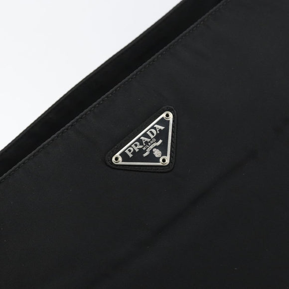 PRADA Tote Bag Nylon Black Silver Auth gh1542
