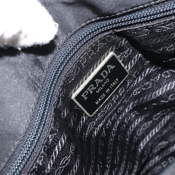 PRADA Tote Bag Nylon Black Silver Auth gh1542