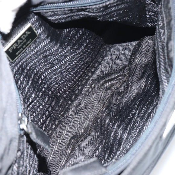 PRADA Tote Bag Nylon Black Silver Auth gh1542