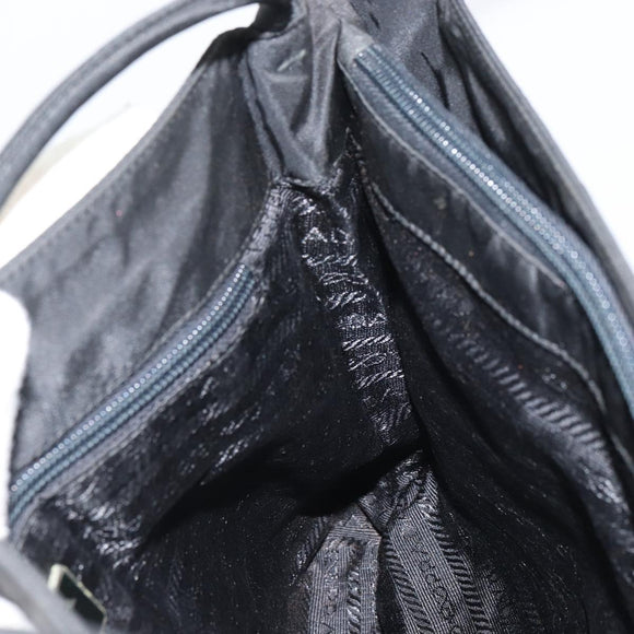 PRADA Tote Bag Nylon Black Silver Auth gh1542