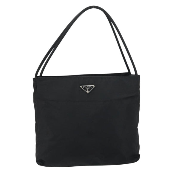 PRADA Tote Bag Nylon Black Silver Auth gh1542