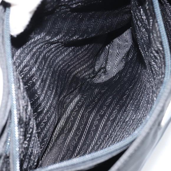 PRADA Tote Bag Nylon Black Silver Auth gh1542
