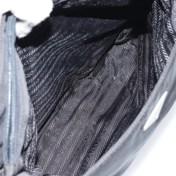 PRADA Tote Bag Nylon Black Silver Auth gh1542