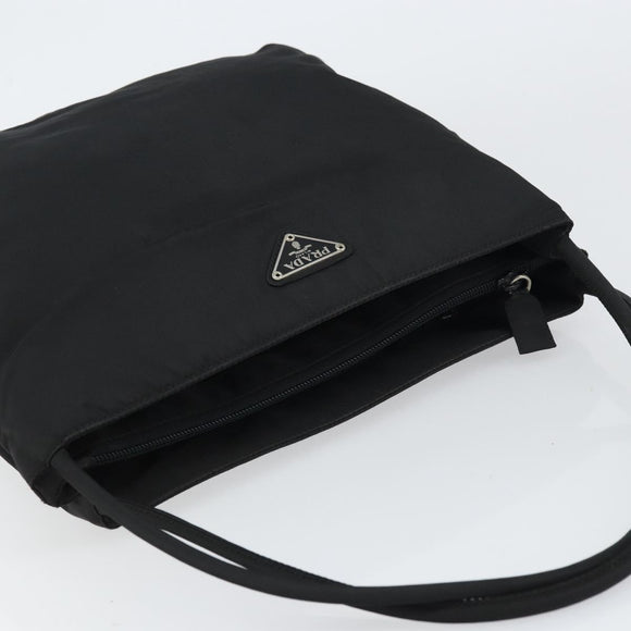 PRADA Tote Bag Nylon Black Silver Auth gh1542