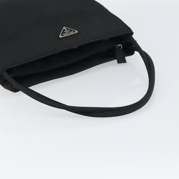 PRADA Tote Bag Nylon Black Silver Auth gh1542
