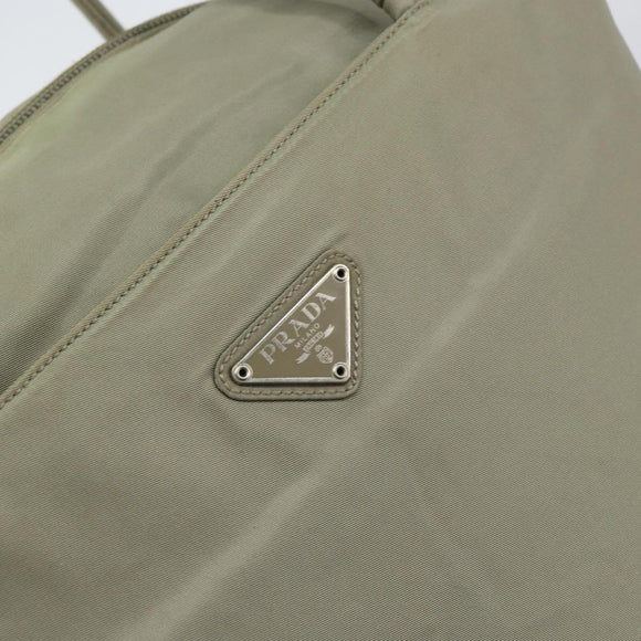 PRADA Tote Bag Nylon Khaki Silver Auth gh1543