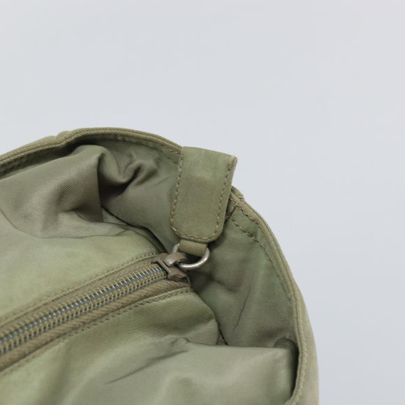 PRADA Tote Bag Nylon Khaki Silver Auth gh1543