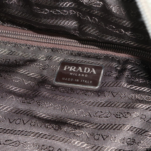 PRADA Tote Bag Nylon Khaki Silver Auth gh1543