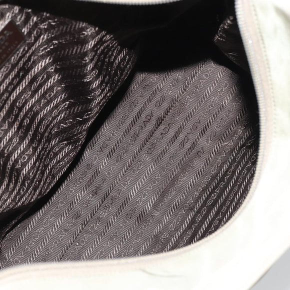 PRADA Tote Bag Nylon Khaki Silver Auth gh1543