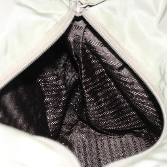 PRADA Tote Bag Nylon Khaki Silver Auth gh1543
