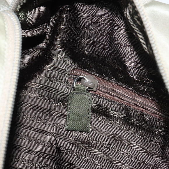 PRADA Tote Bag Nylon Khaki Silver Auth gh1543