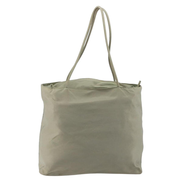 PRADA Tote Bag Nylon Khaki Silver Auth gh1543