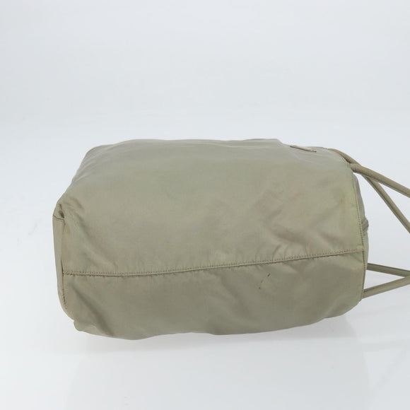 PRADA Tote Bag Nylon Khaki Silver Auth gh1543