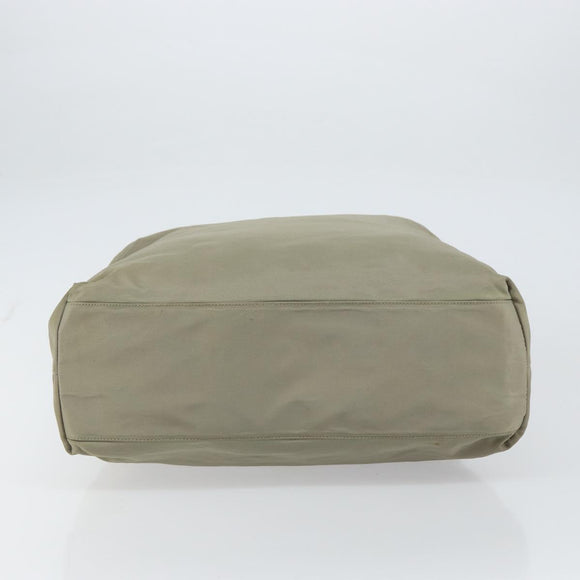 PRADA Tote Bag Nylon Khaki Silver Auth gh1543