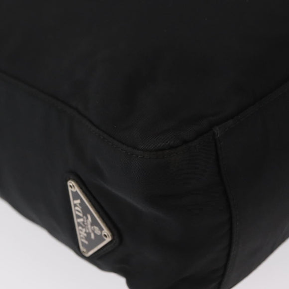 PRADA Tote Bag Nylon Black Silver Auth gh1544