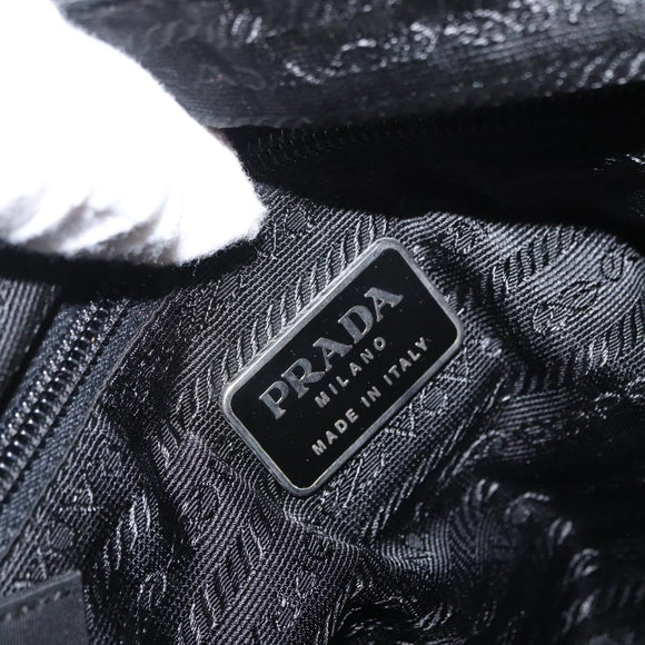 PRADA Tote Bag Nylon Black Silver Auth gh1544