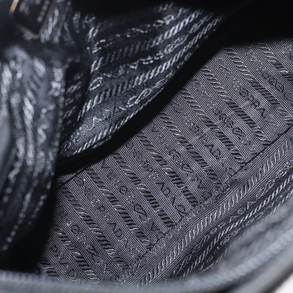 PRADA Tote Bag Nylon Black Silver Auth gh1544