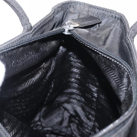 PRADA Tote Bag Nylon Black Silver Auth gh1544
