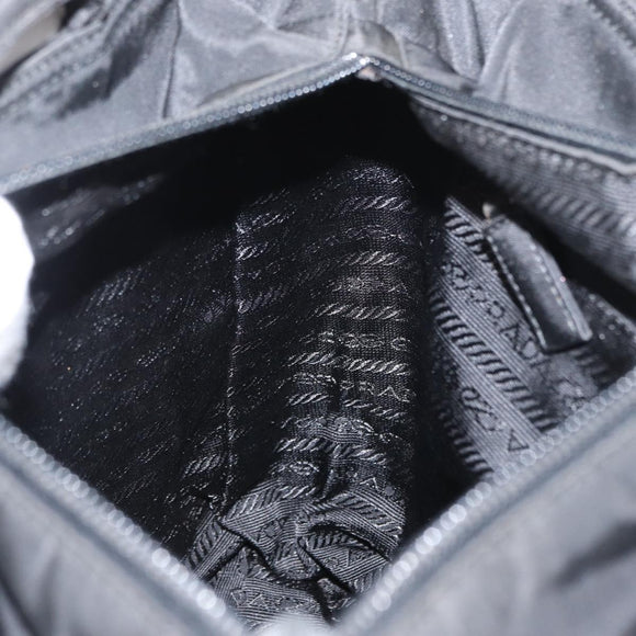 PRADA Tote Bag Nylon Black Silver Auth gh1544