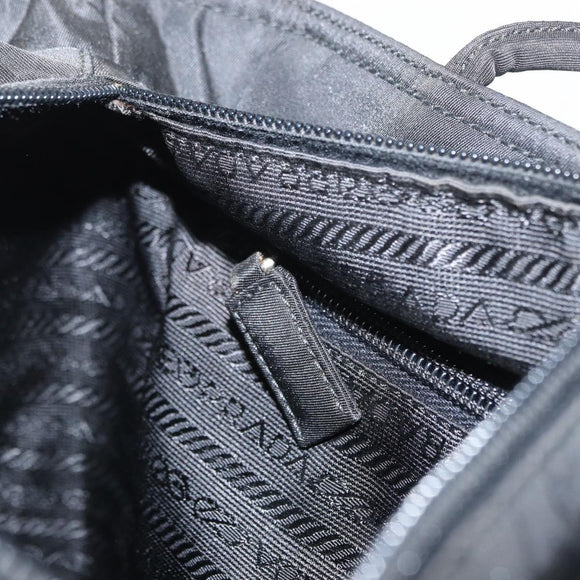 PRADA Tote Bag Nylon Black Silver Auth gh1544