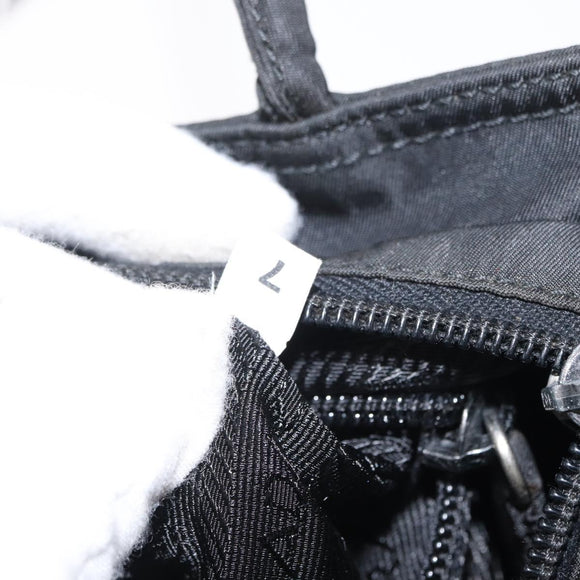 PRADA Tote Bag Nylon Black Silver Auth gh1544