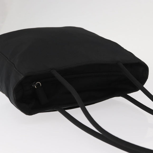 PRADA Tote Bag Nylon Black Silver Auth gh1544