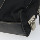 PRADA Tote Bag Nylon Black Silver Auth gh1545-12