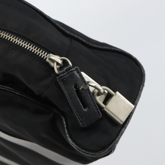 PRADA Tote Bag Nylon Black Silver Auth gh1545