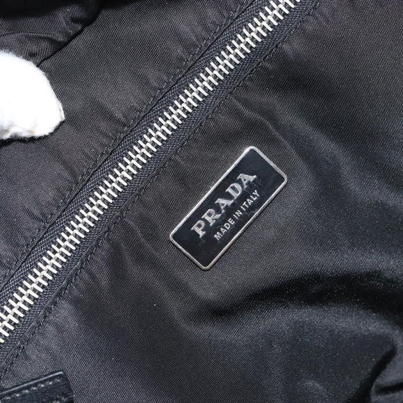 PRADA Tote Bag Nylon Black Silver Auth gh1545