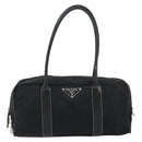 PRADA Tote Bag Nylon Black Silver Auth gh1545-2