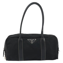 PRADA Tote Bag Nylon Black Silver Auth gh1545 - 0