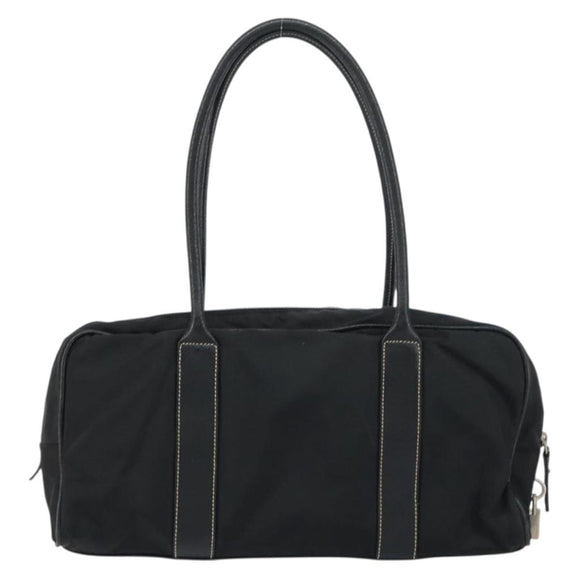 PRADA Tote Bag Nylon Black Silver Auth gh1545
