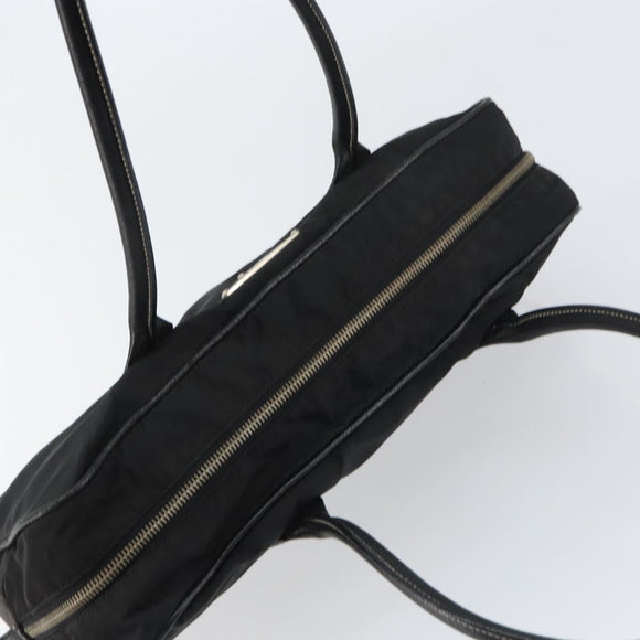 PRADA Tote Bag Nylon Black Silver Auth gh1545