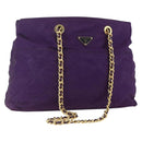 PRADA Chain Shoulder Bag Nylon Purple Gold Auth gh1546-1