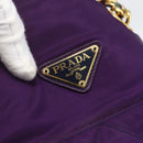 PRADA Chain Shoulder Bag Nylon Purple Gold Auth gh1546-14