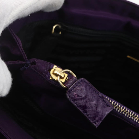 PRADA Chain Shoulder Bag Nylon Purple Gold Auth gh1546
