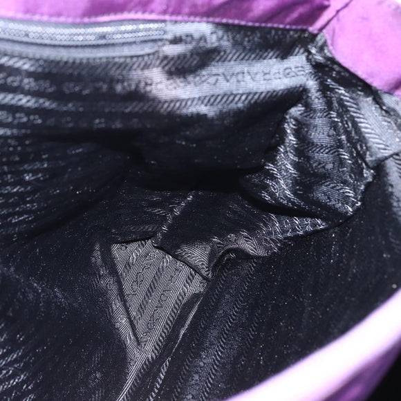 PRADA Chain Shoulder Bag Nylon Purple Gold Auth gh1546