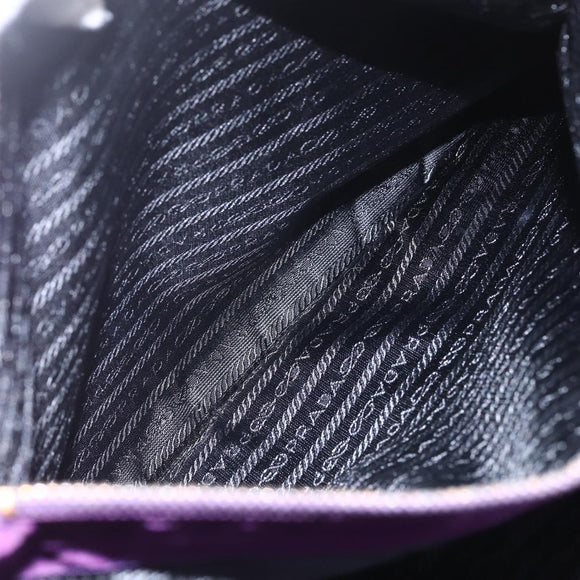 PRADA Chain Shoulder Bag Nylon Purple Gold Auth gh1546